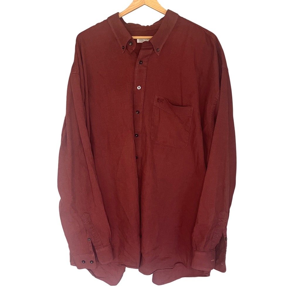 Cutter & Buck Mens 3XT Burgundy Red Long Sleeve Button Down Shirt Textured 1413
